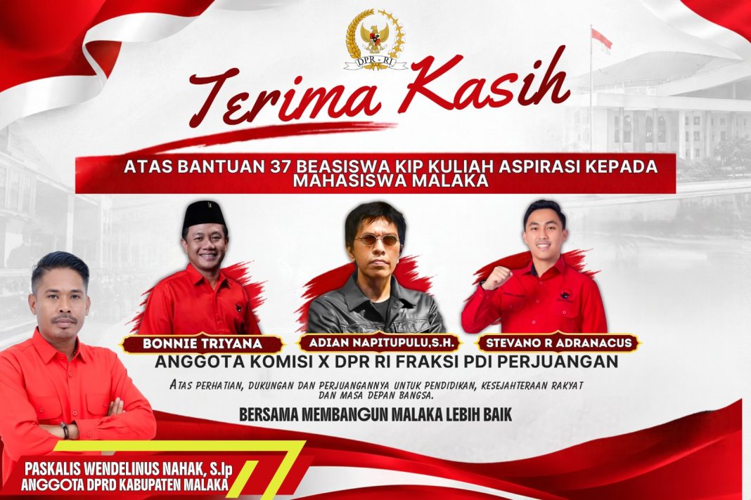 37 Mahasiswa Asal Malaka Dapat Beasiswa Jalur Aspirasi dari F-PDIP DPR RI 37 Mahasiswa Asal Malaka Dapat Beasiswa Jalur Aspirasi dari F-PDIP DPR RI